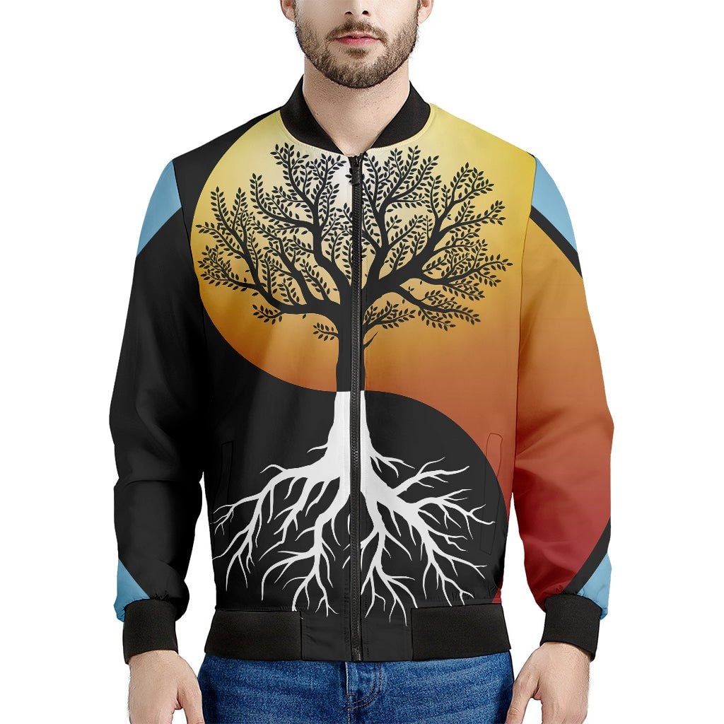 Yin Yang Tree Of Life Print Men's Bomber Jacket