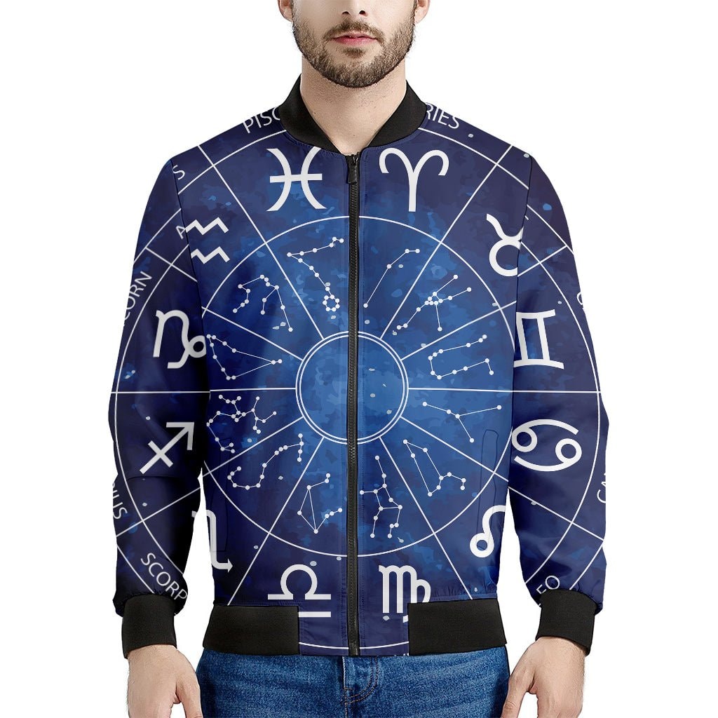 Zodiac Signs Wheel Print Men's Bomber Jacket